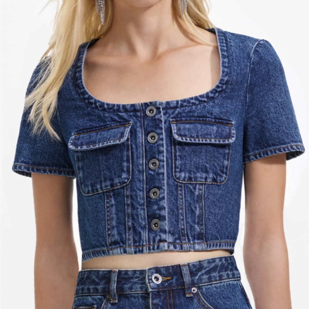 Self-Portrait Dark Blue Denim Jeans
